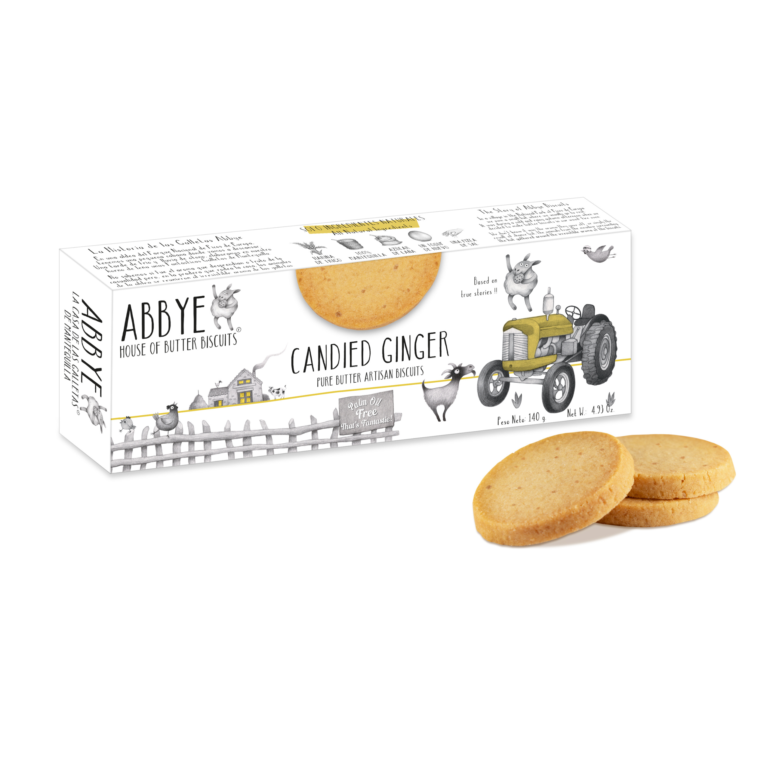 Handcrafted butter cookie with candied ginger